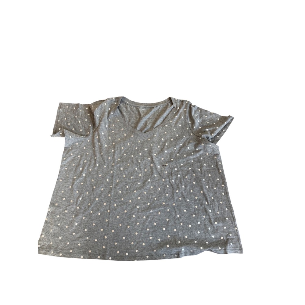 Lane Bryant Gray Silver‎ Polka Dot V-Neck T-Shirt Plus Size 26/28 NWT